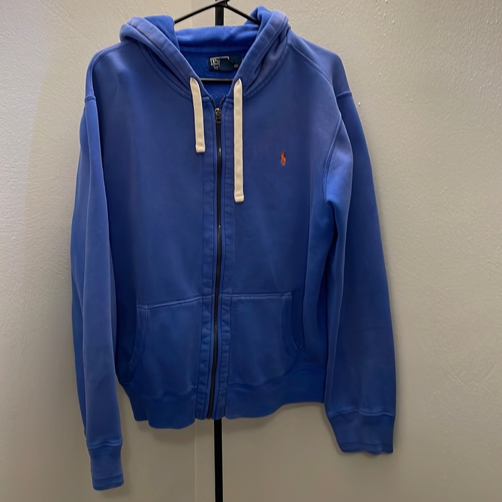Xl polo zip up hoodie with thermal lined hood.